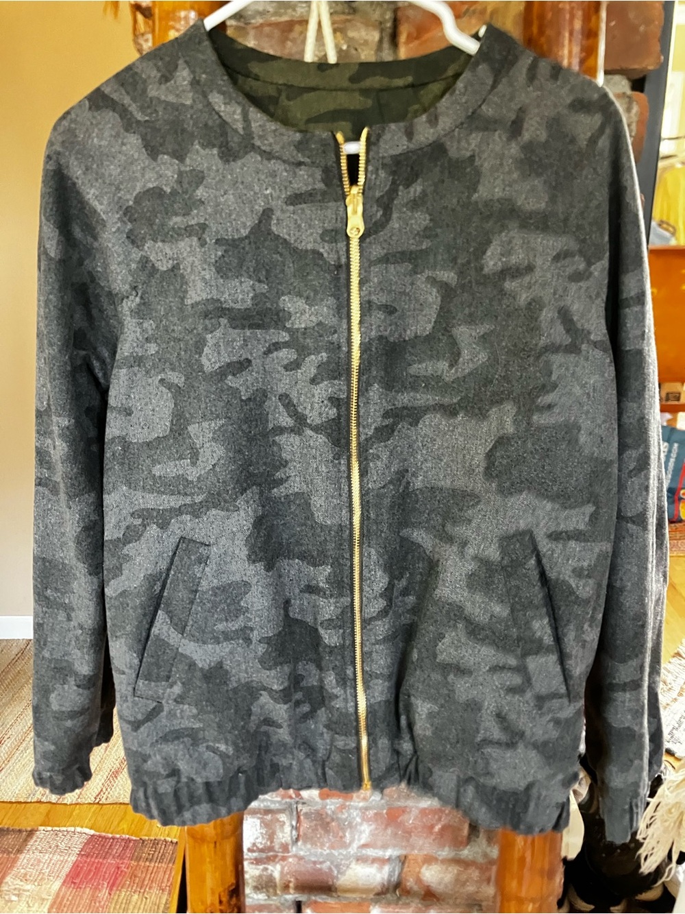 Laveer Reversible Wool-Blend Tonal Camouflage Bomber Jacket - Women's Small